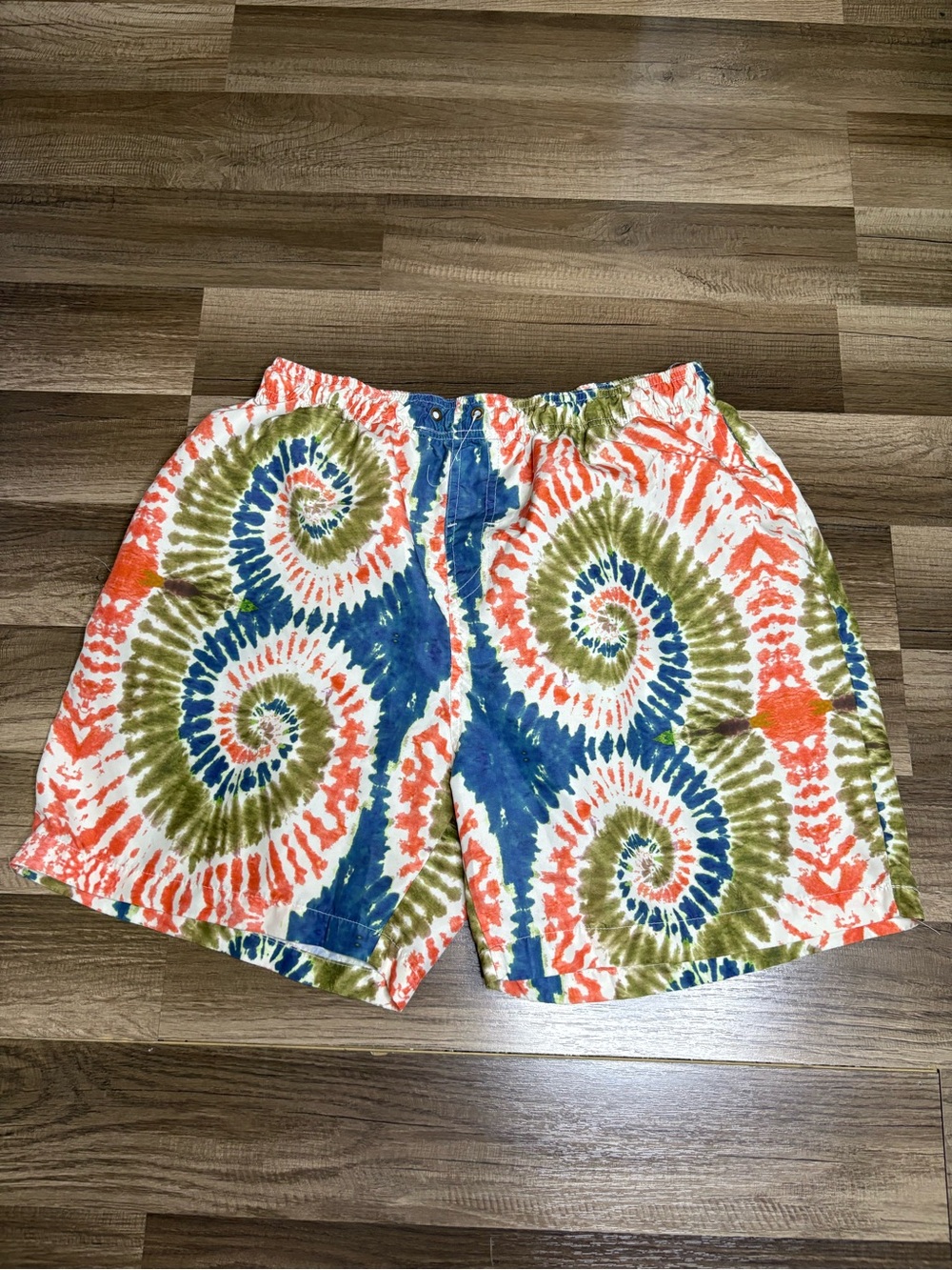 KRX Men's Tie-Dye Swim Shorts Multicolor Drawstring Pockets XL
